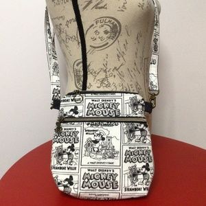 Mickey Mouse Steamboat Willie Fabric Print Mini Crossbody Bag